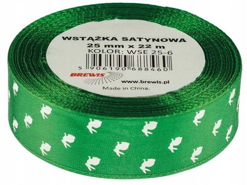 BREWIS Wstążka satynowa 25mm ciemnozielona wielkanoc Brewis WSE25-6