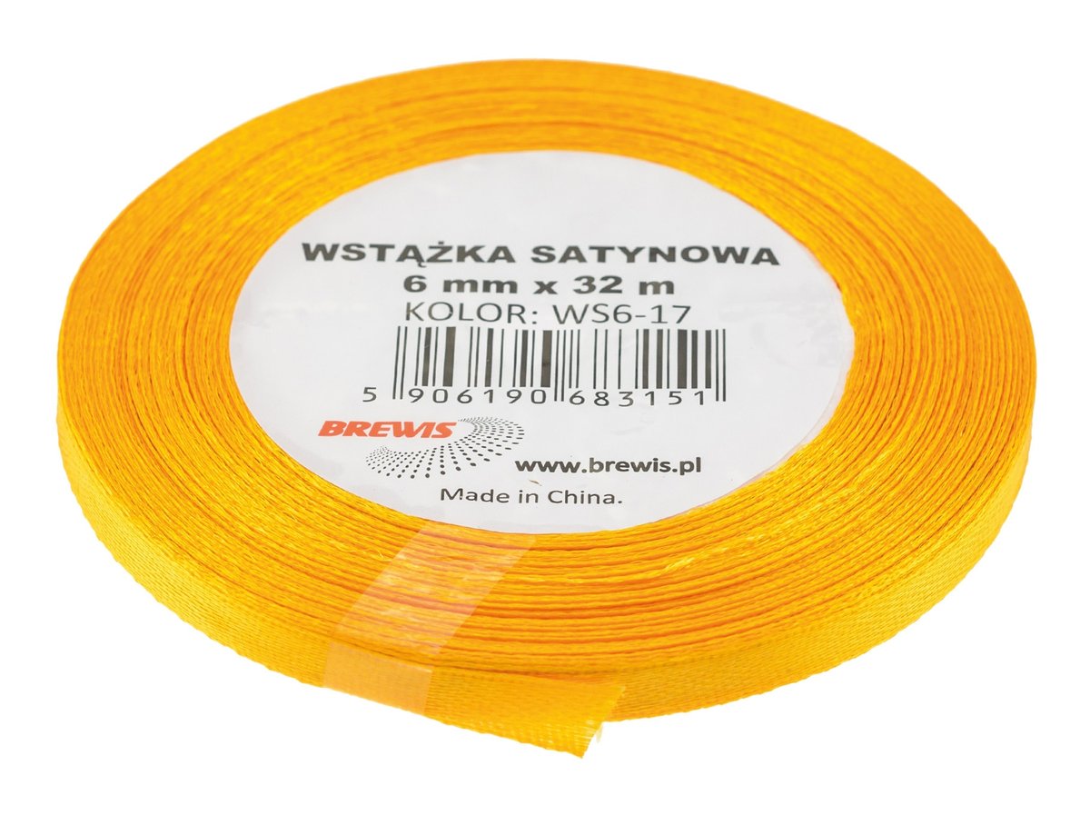 Brewis Wstążka dekoracyjna satynowa 6mm/32m jasnopomrańczowa