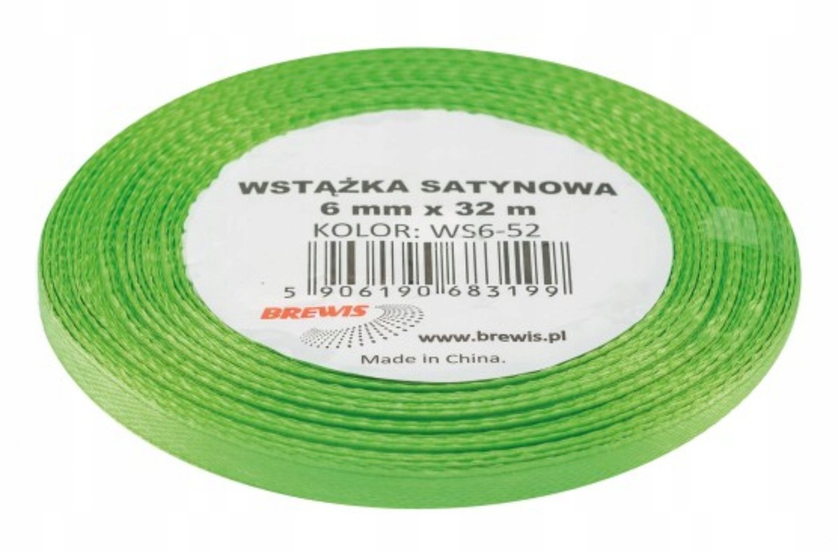 Brewis Wstążka dekoracyjna satynowa 6mmx32m zielona 52