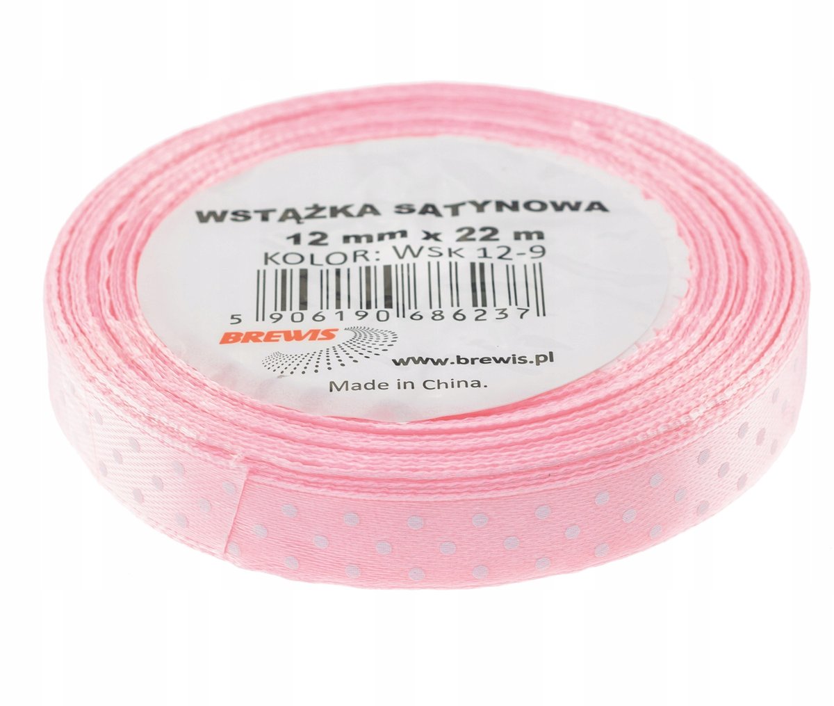 Brewis Wstążka dekoracyjna kropki 12mmx22m różowa