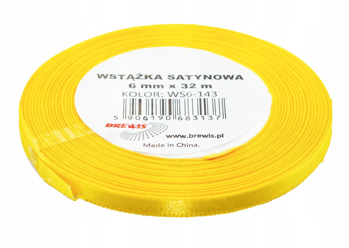Brewis Wstążka dekoracyjna satynowa 6mmx32m jasnożółta 143