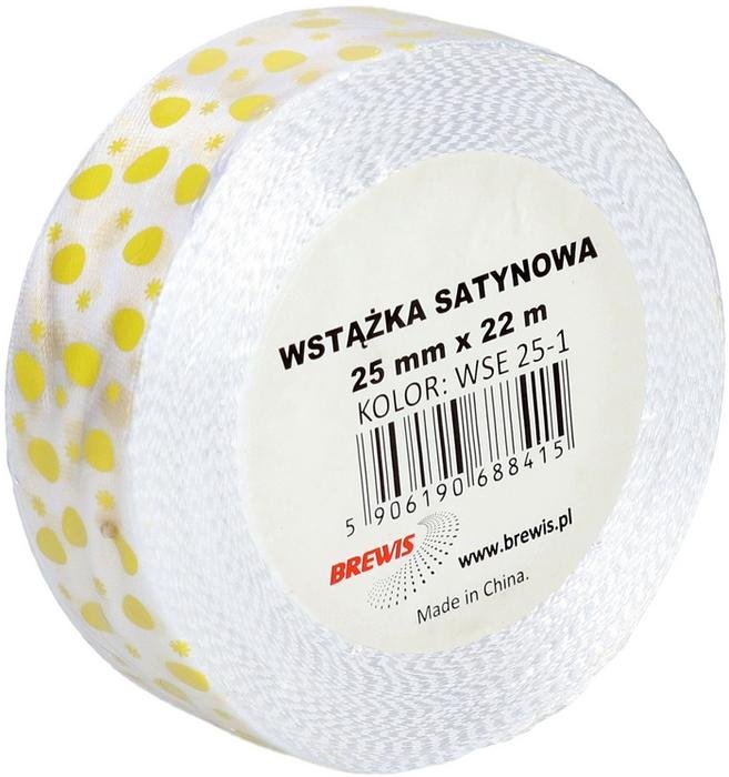 BREWIS Wstążka satynowa 25mm biała wielkanoc Brewis WSE25-1