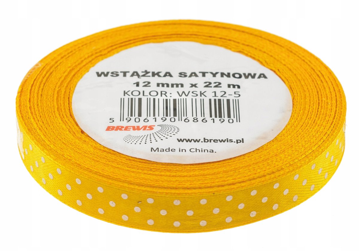 Brewis Wstążka dekoracyjna kropki 12mmx22m pomarańczowa