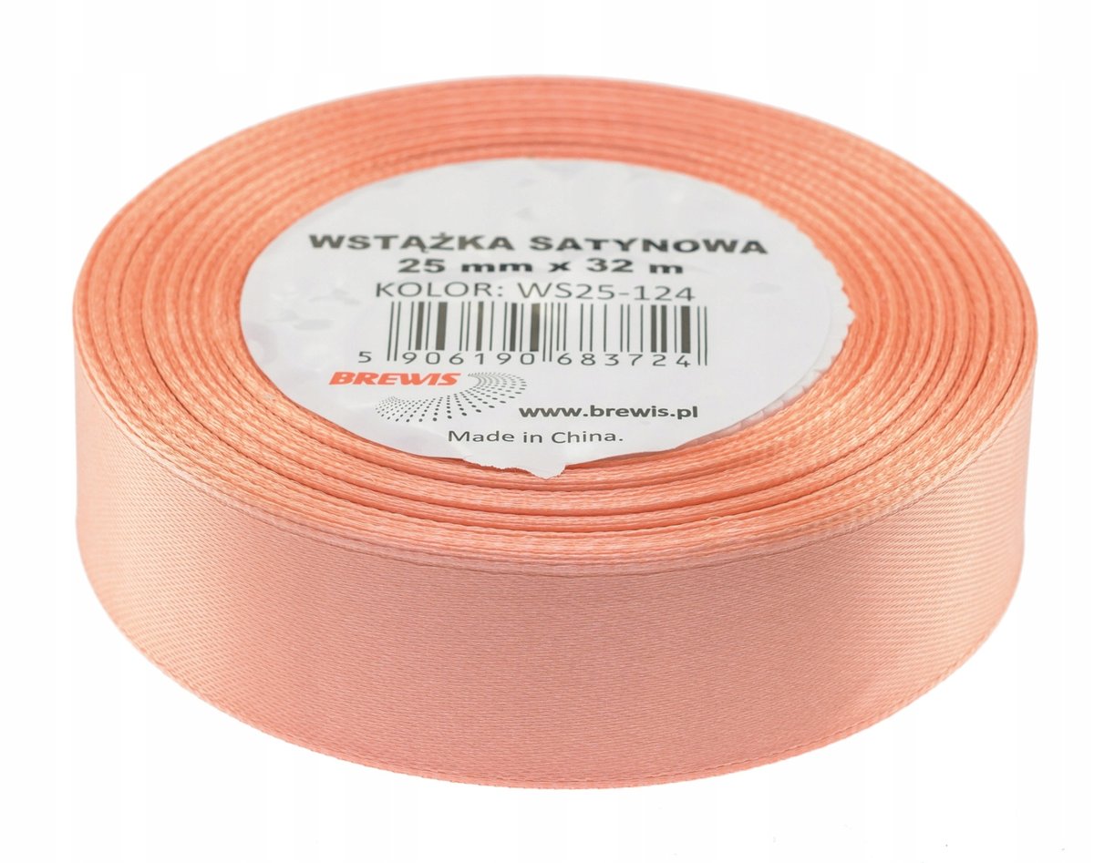 Brewis Wstążka dekoracyjna satynowa 25mm/32m łososiowa 124
