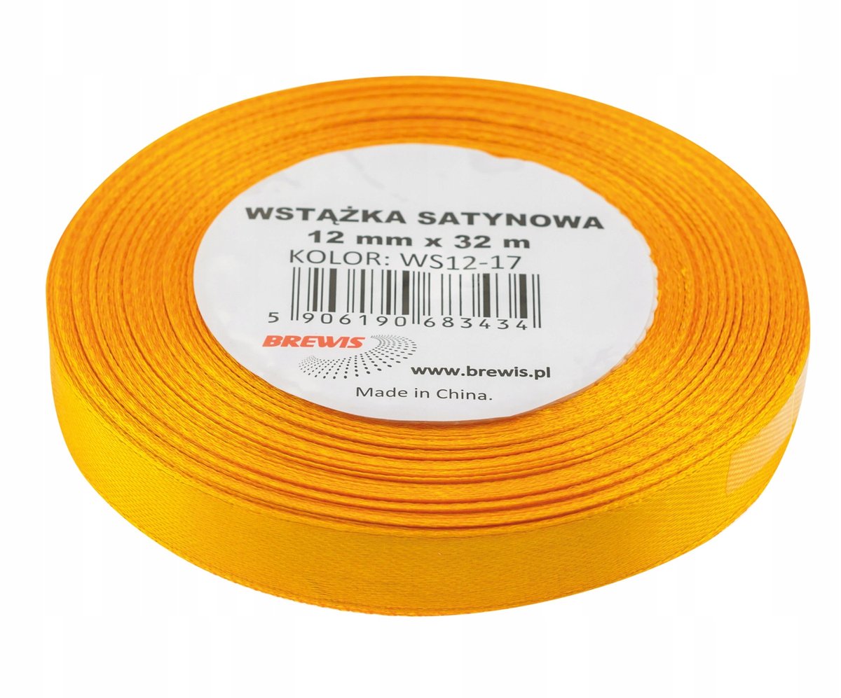 BREWIS Wstążka dekoracyjna satynowa 12mm/32m jasnopomrańczowa Brewis 17
