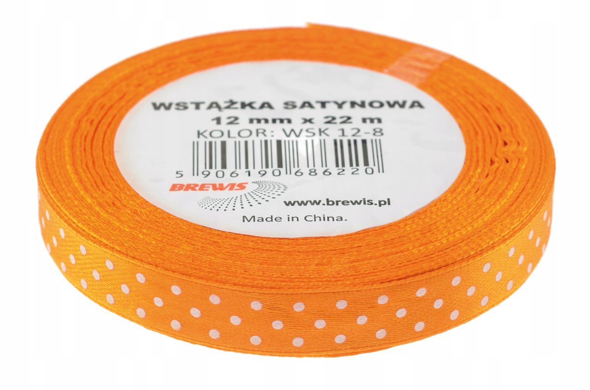 Brewis Wstążka dekoracyjna kropki 12mmx22m ciemnopomarańczowa