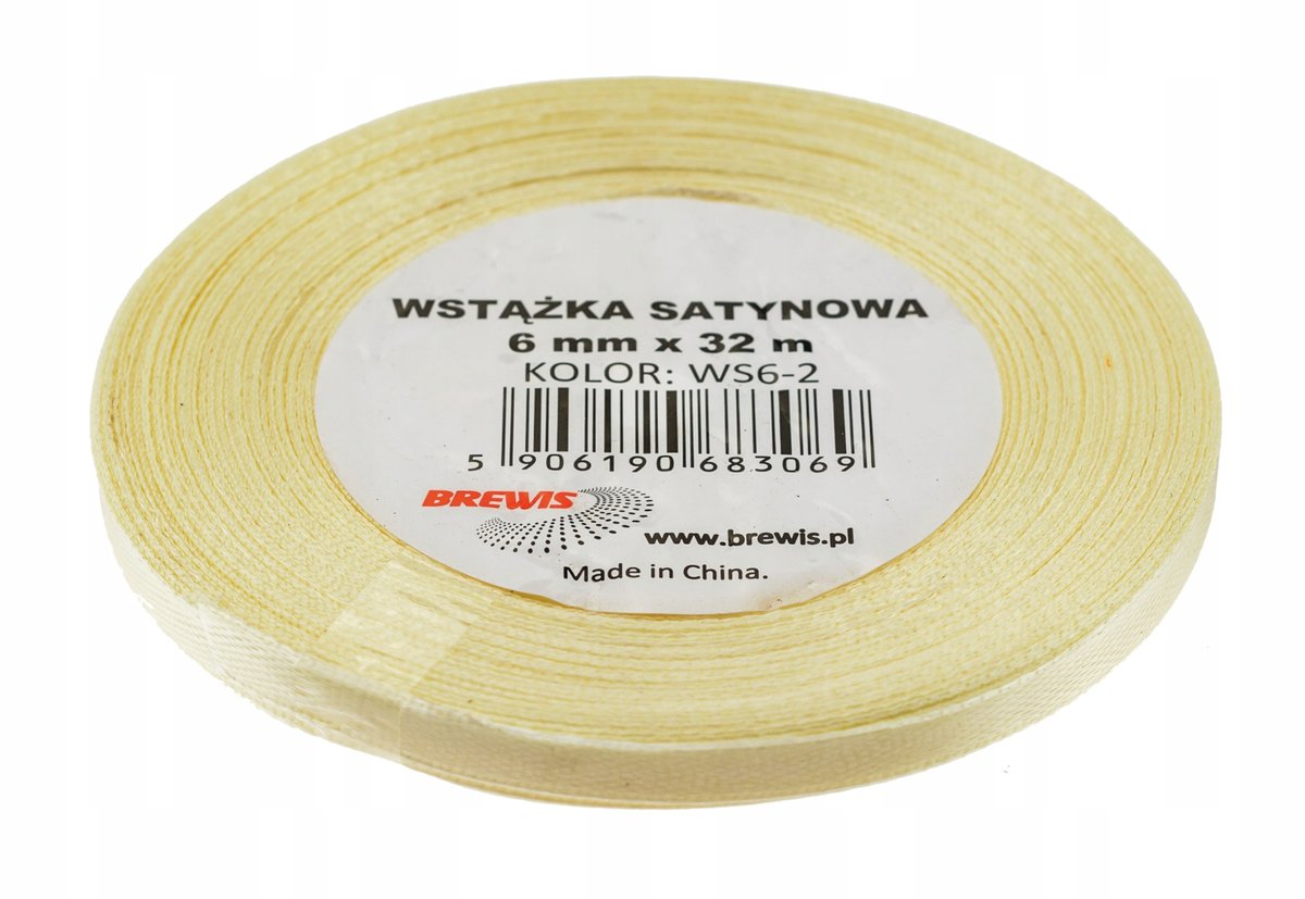 Brewis Wstążka dekoracyjna satynowa 6mmx32m ecru 2