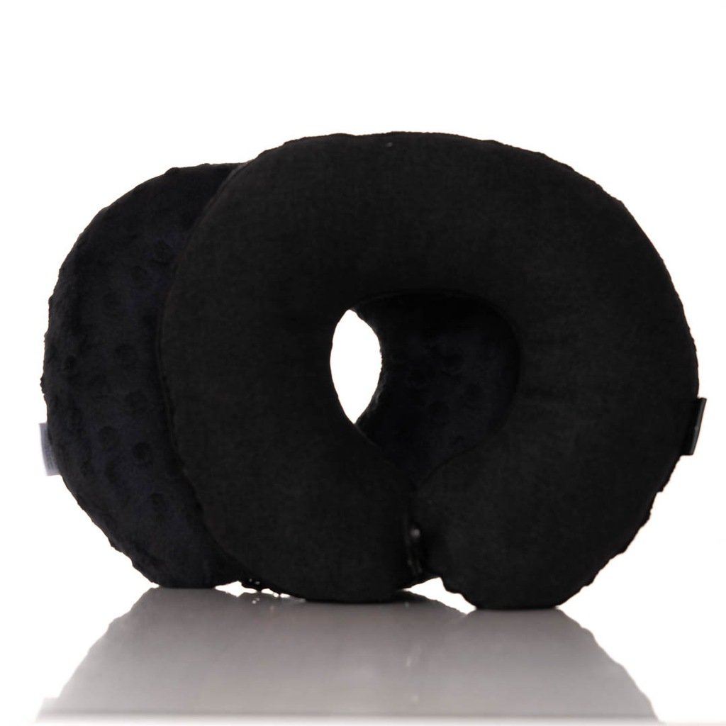 Poduszka podróżna dla dzieci rogal zagłówek czarny