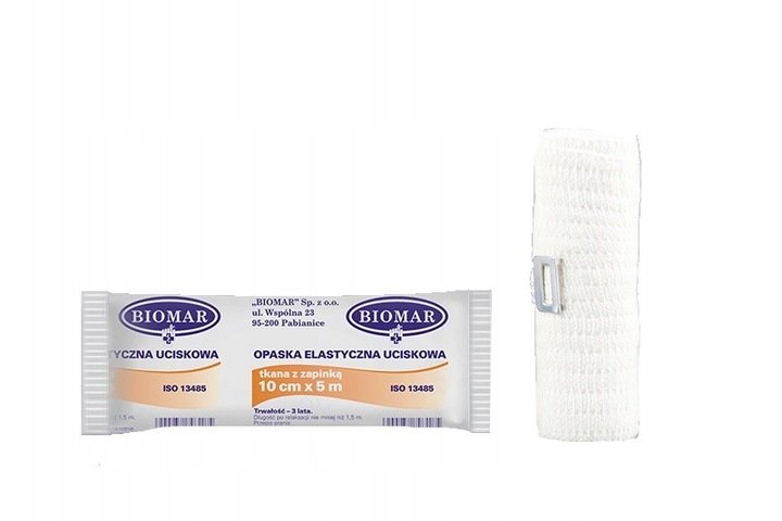 BIOMAR BIOMAR Opaska elastyczna uciskowa z zapinką -10cm x 5m Opaska elastyczna uciskowa z zapinką BIOM-OPASELZ5X10