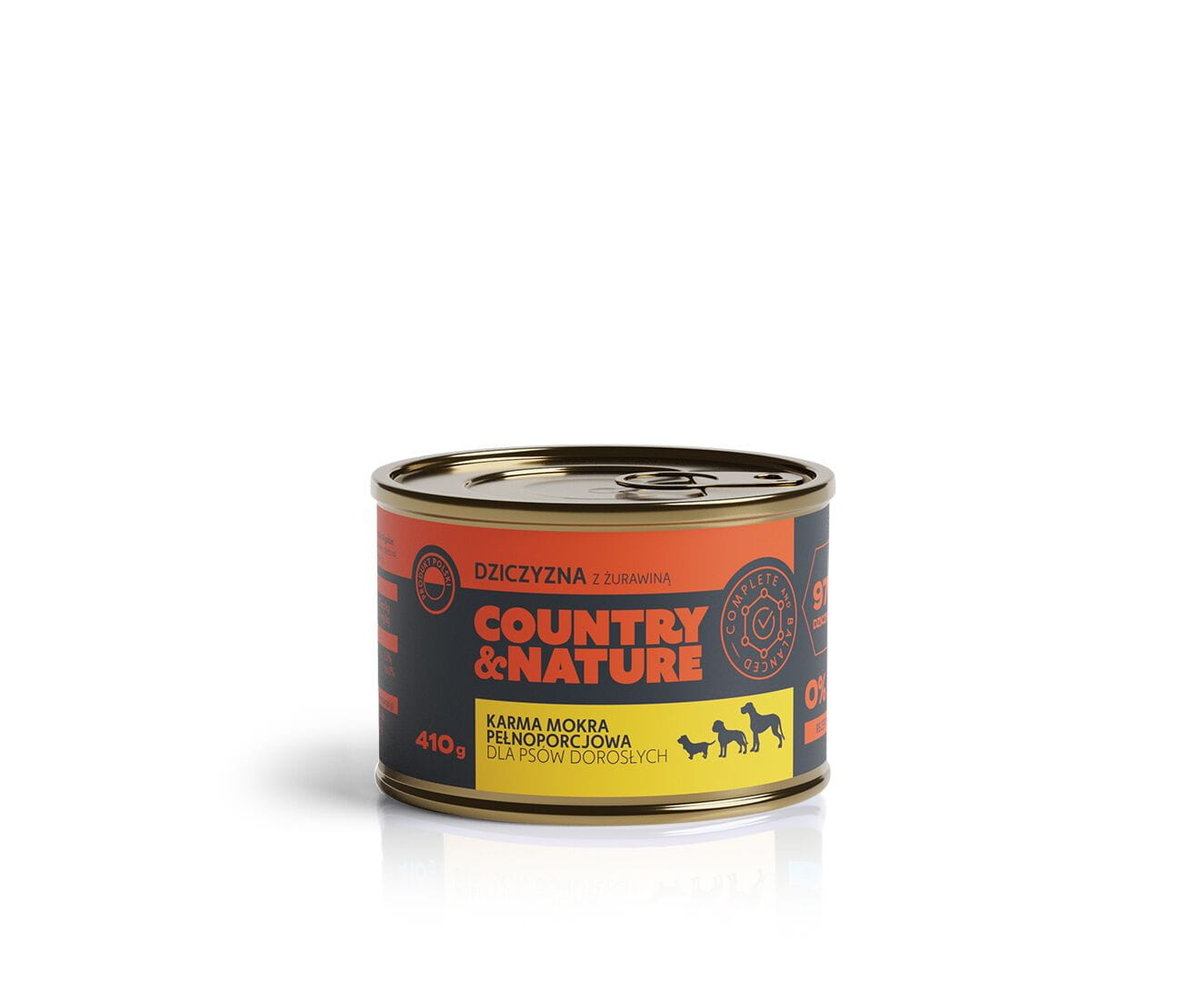 Country&Nature Dziczyzna 97% z żurawiną 410g pełnoporcjowa mokra karma dla dorosłych psów wszystkich ras 410 g