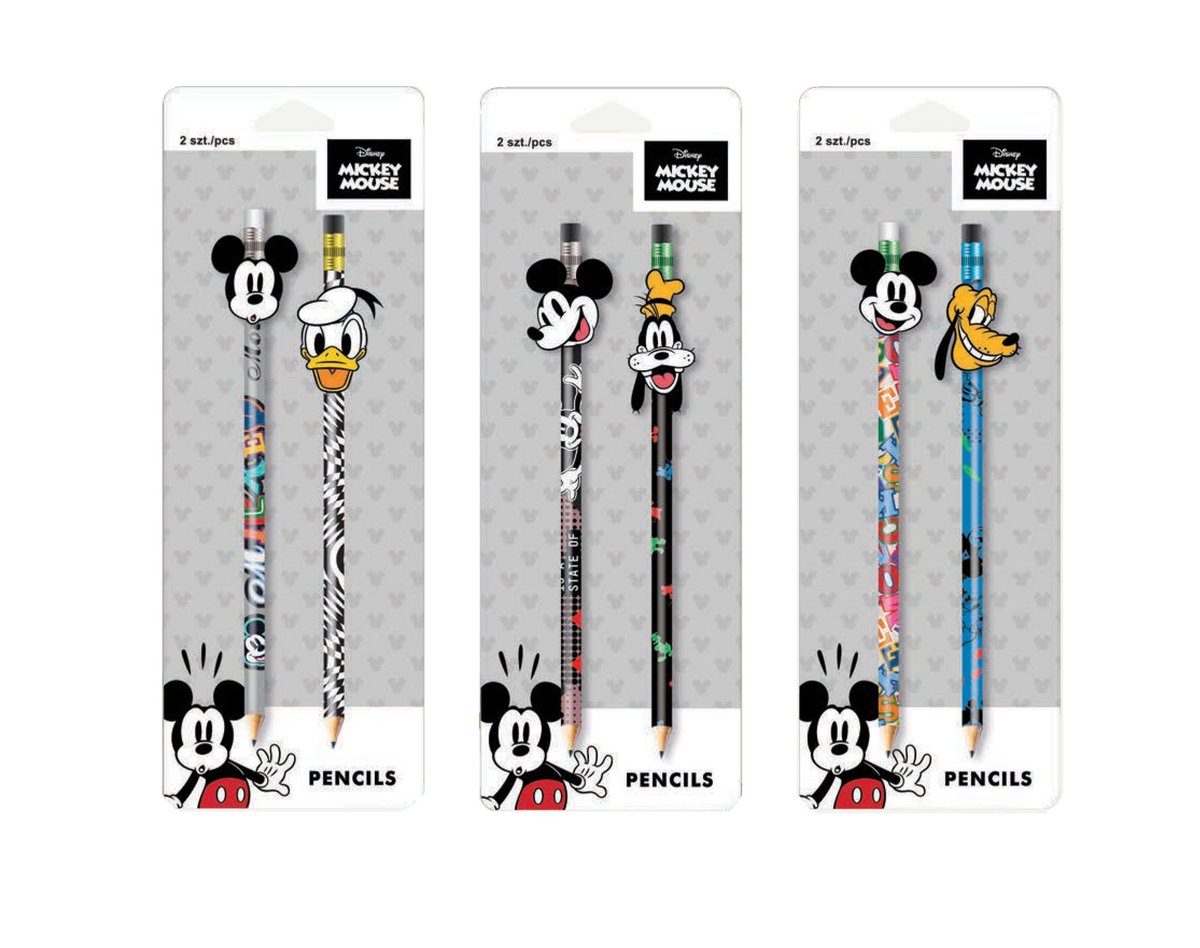 PATIO, Ołówki z gumową nakładką Disney Fashion Mickey Mouse, 2 szt.
