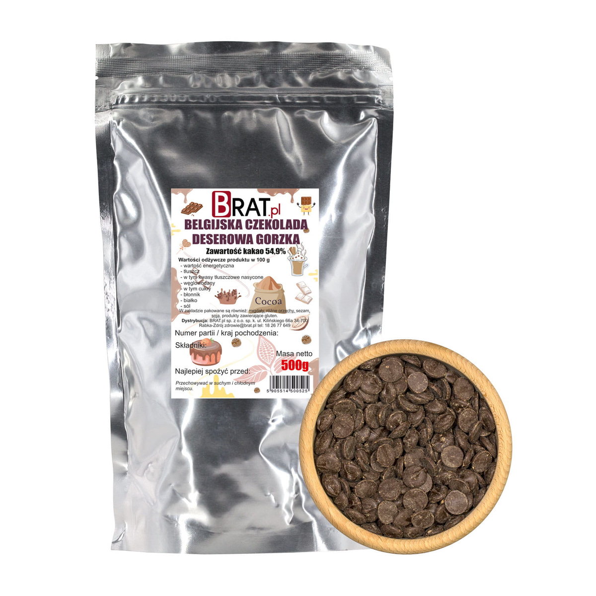 Wysokiej Jakości Czekolada Deserowa Belgijska 500G