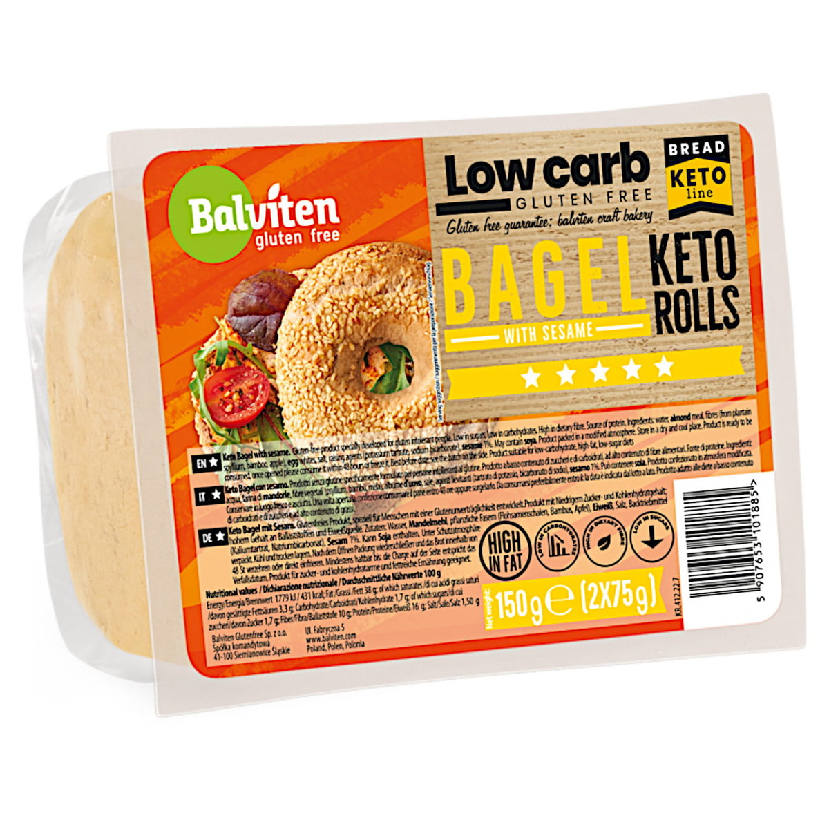 Bajgle Z Sezamem Keto 2X75G Bezglutenowe