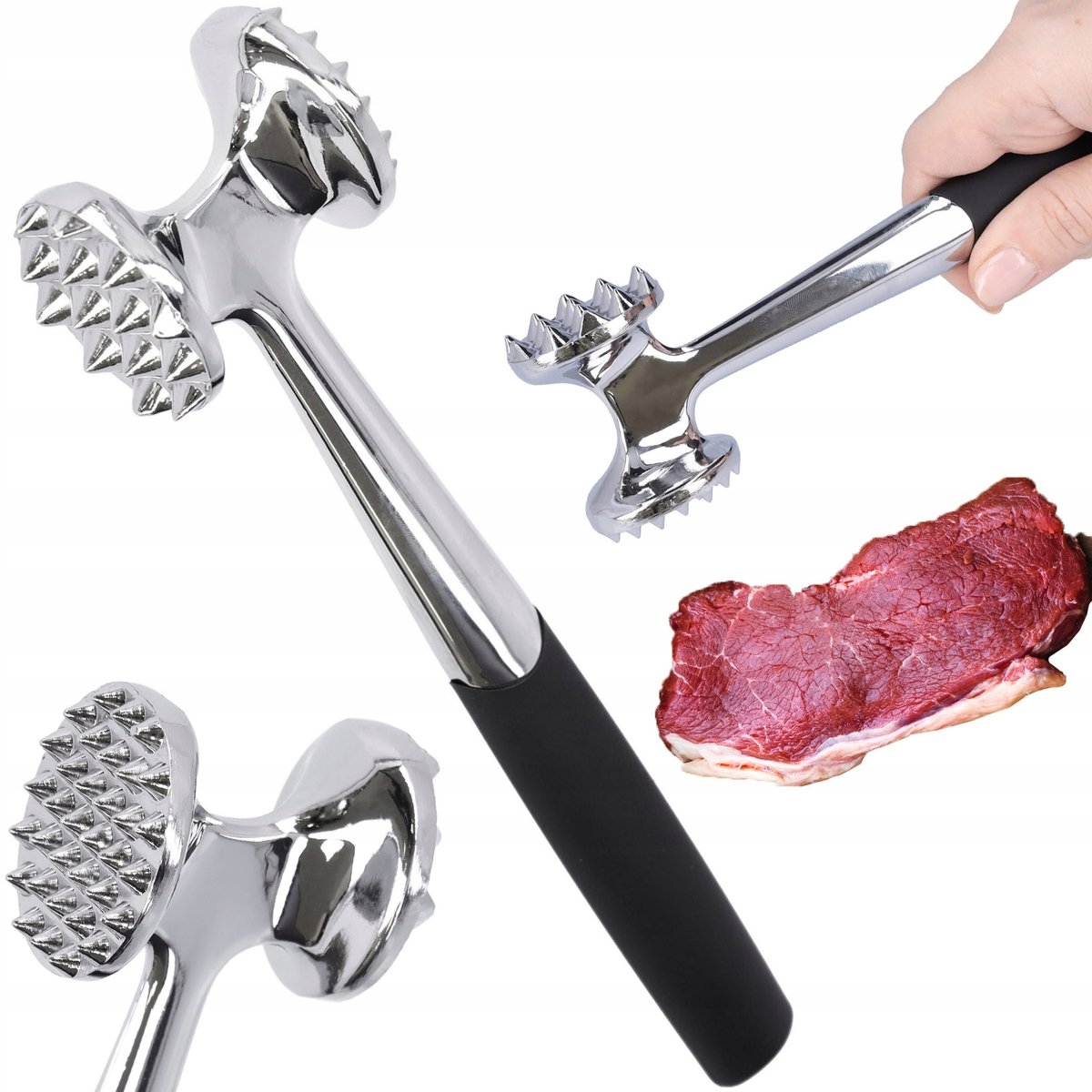 Tłuczek Do Mięsa Metalowy Kotletów Młotek Ciężki