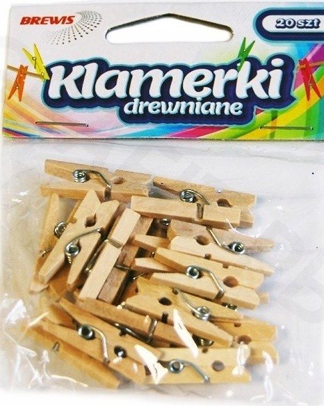 Klamerki Drewniane 45Mm 20 Sztuk Naturalne Brewis