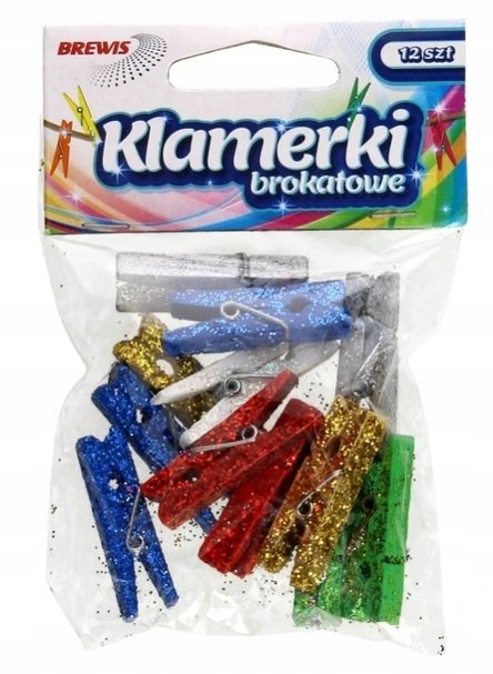 BREWIS Klamerki brokatowe 3.5cm mix Brewis - opak. 12 szt.