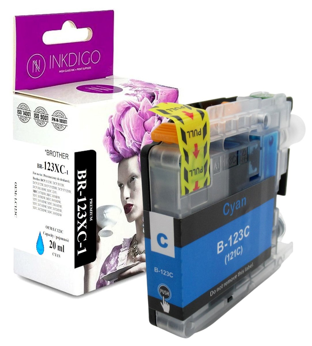 Tusz do Brother DCP-J 132 DCP-J 152 MFC-J 245 CYAN zgodny z LC123C