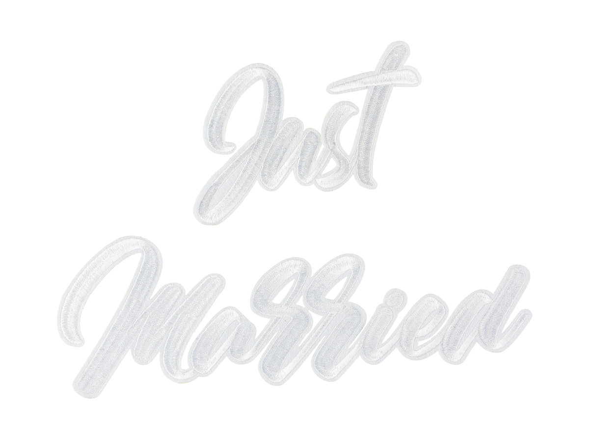 Partydeco Naprasowanka Just Married, biały, 30x18cm NAP5 [17408377]