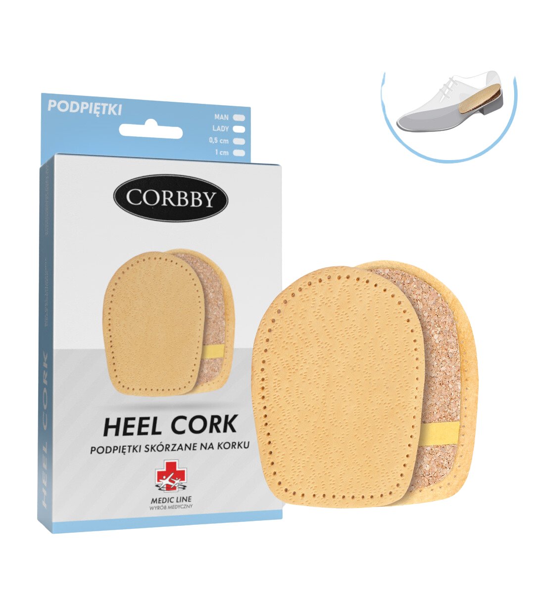 Corbby heel cork - podpiętka korkowa 0,5 cm r. 35-39