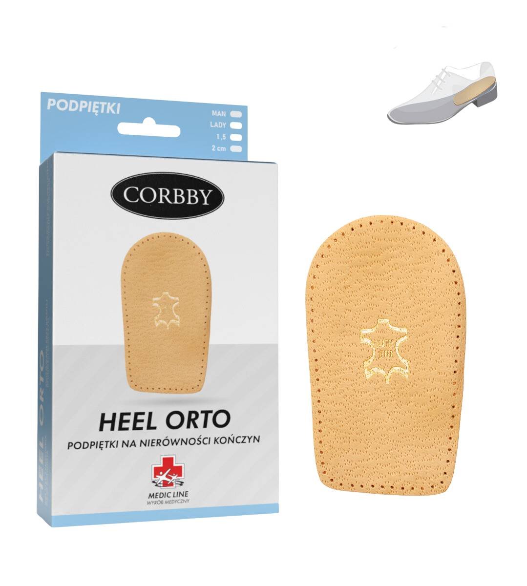 Dwuwarstwowe podpiętki skórzane podwyższające 2 cm r. 35-39