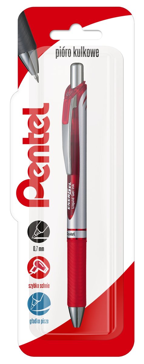 PENTEL, Pióro kulkowe 0,7 mm Energel BL77, czerwone, 1 szt.