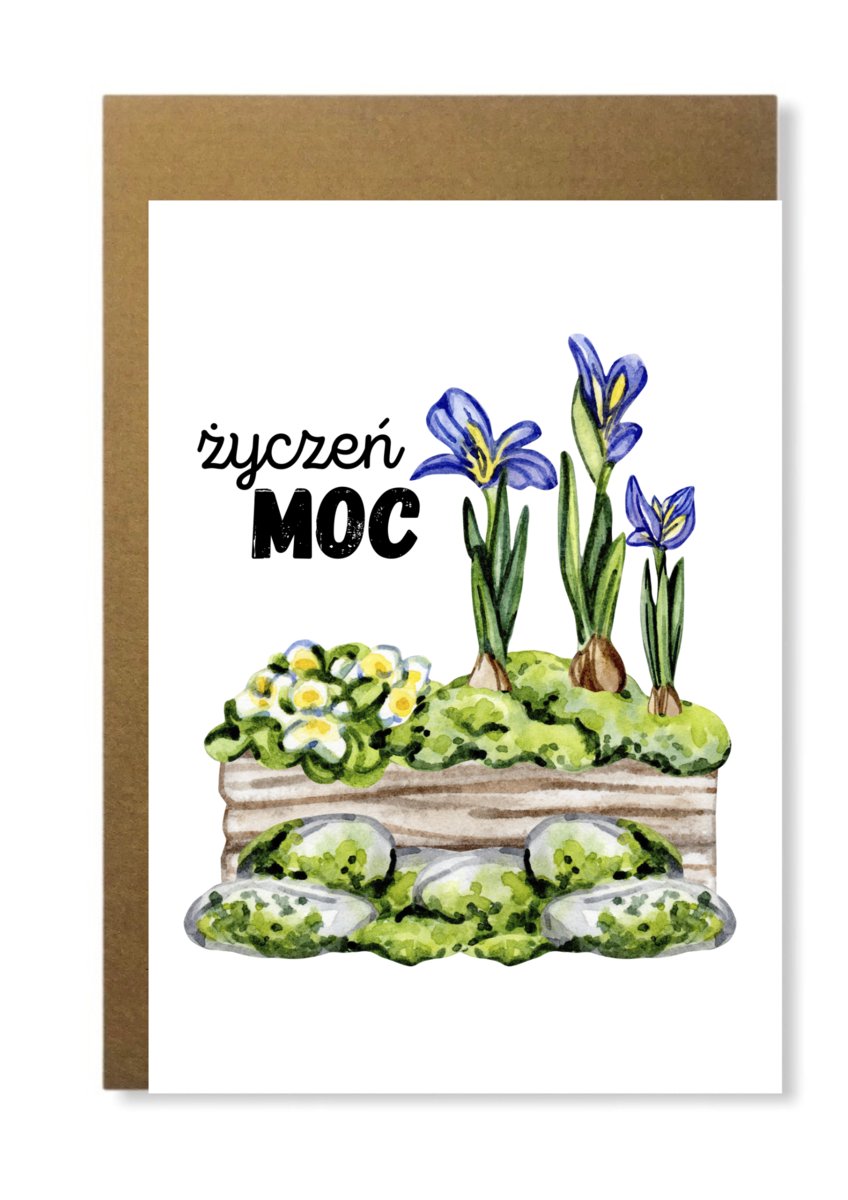 Kartka na urodziny imieniny z kwiatami moc życzeń