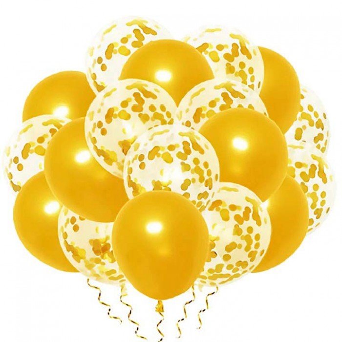 Balony zestaw 20 szt. - złote konfetti na urodziny, wesele -  63629