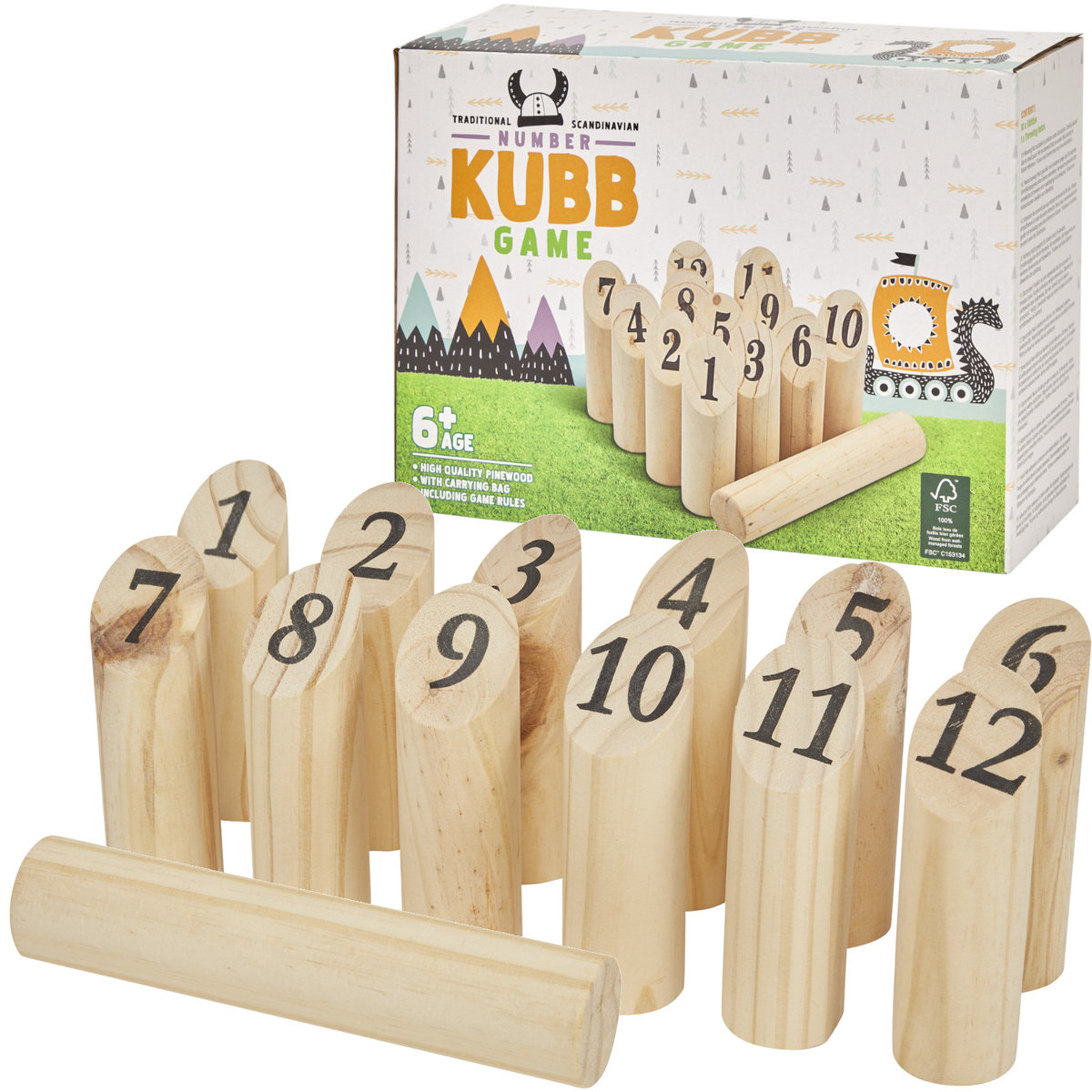 Gra Kubb numeryczny Skandynawskie Kręgle z drewna