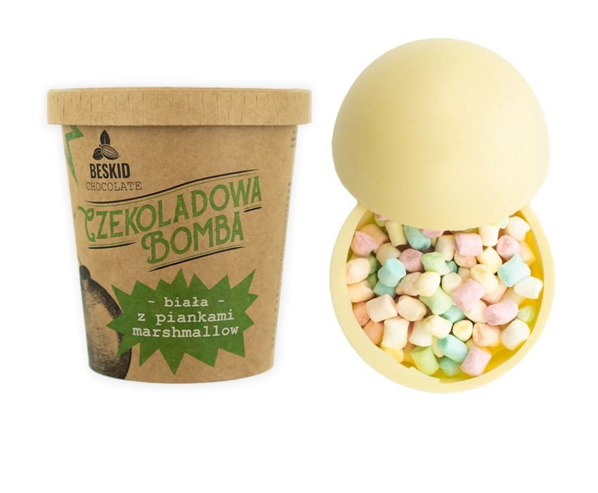 Czekoladowa Bomba biała z piankami marshmallow