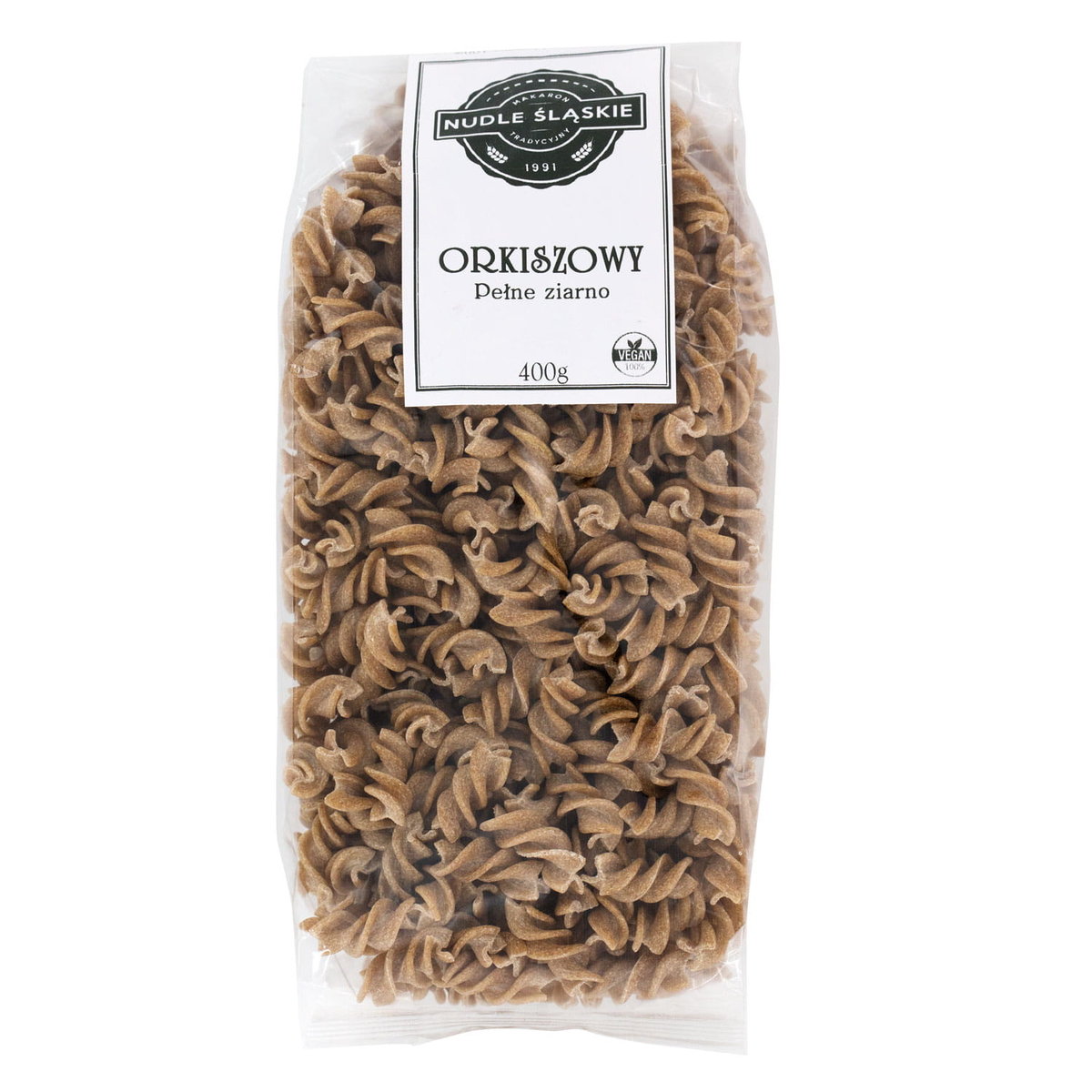 Makaron ORKISZOWY (ciemny) świdry 400g WYSOKA JAKOŚĆ PRODUKT NATURALNY