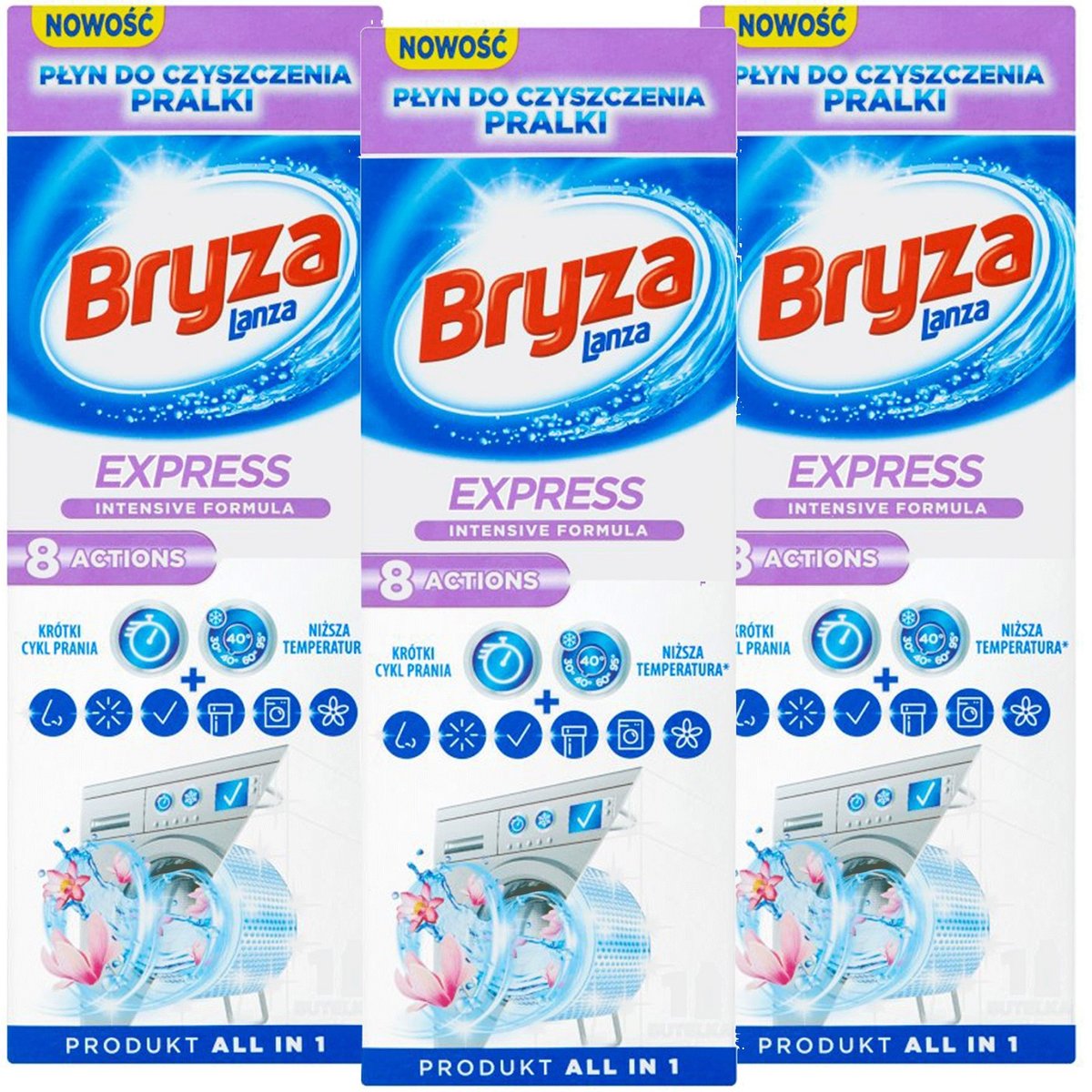 Bryza Lanza Express Świeży Płyn do Czyszczenia Pralki 3*250ml zestaw