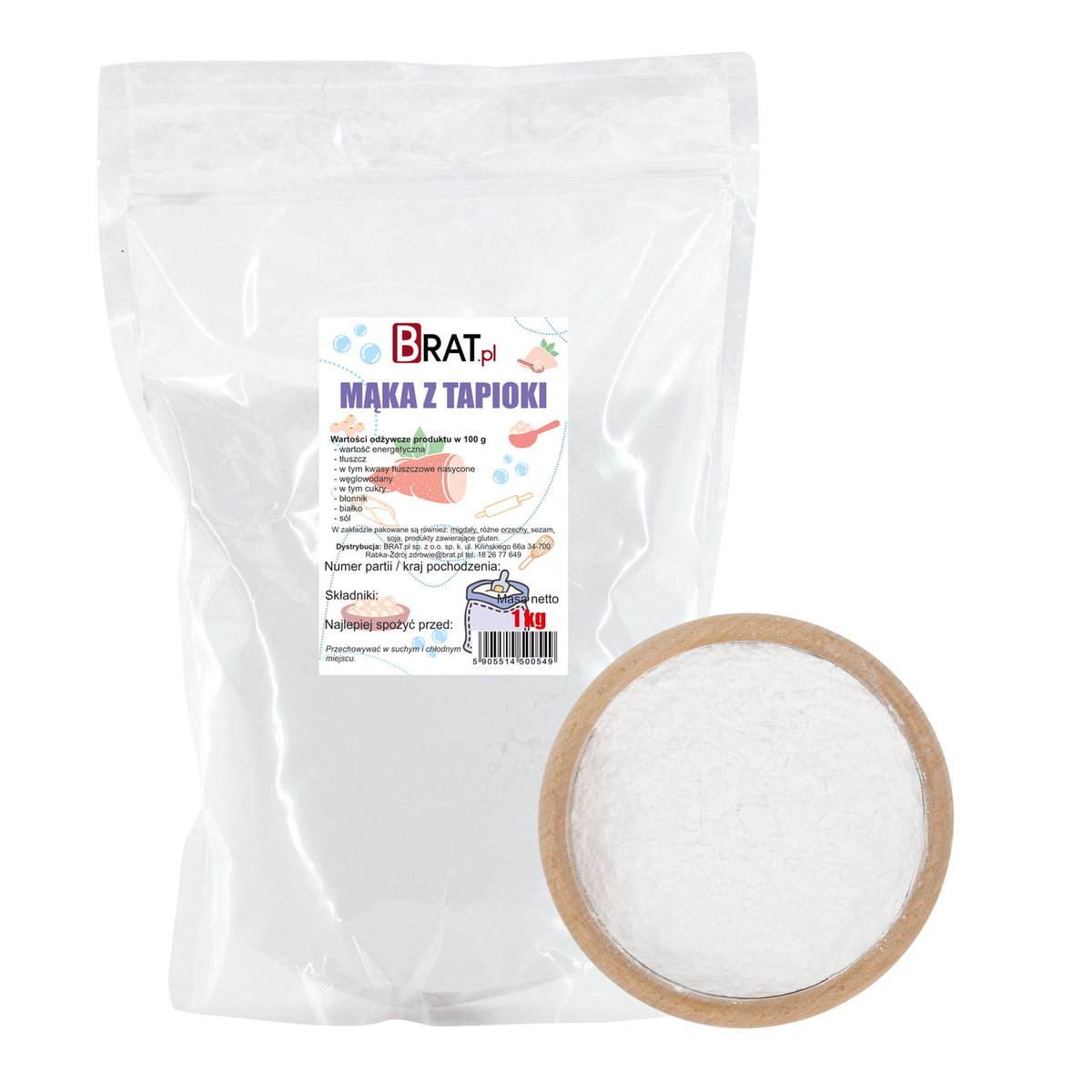 Mąka z tapioki 1kg WYSOKA JAKOŚĆ PRODUKT NATURALNY