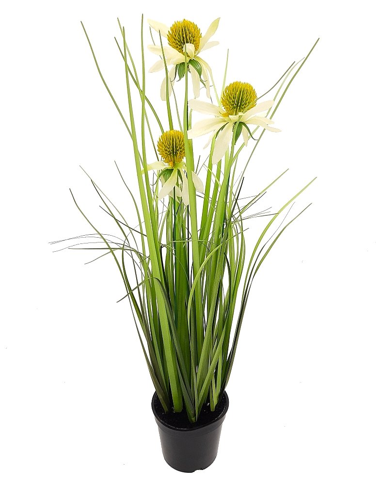 Sztuczna trawa w doniczce gęsta fejka zakwitnięta 52 cm