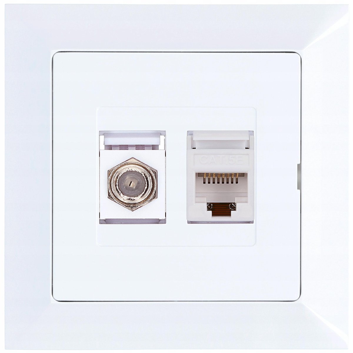 Gniazdo antenowe typu F + RJ45 PREMIUM biały