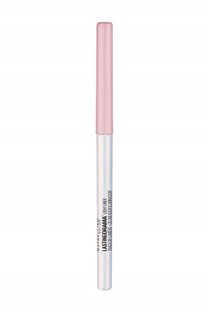 Maybelline Master Drama lightliner nr 25 Miki Light Pink, Eyeliner z obrotowych pigmentów odbijających światło, o błyszczące oczy, utrzymuje się przez cały dzień bez smużenia, 0,31 G 3600531443412
