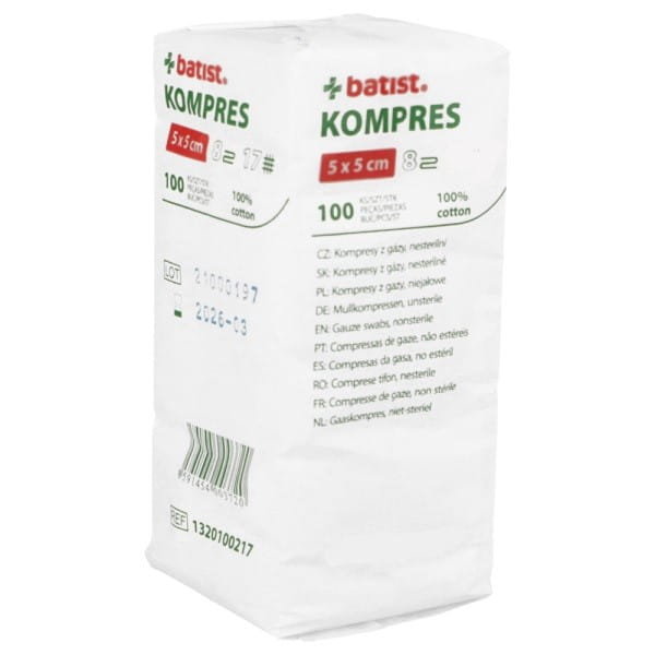 Batist, Kompres gazowy 13N 8W  5 cm x 5 cm, 100 szt.