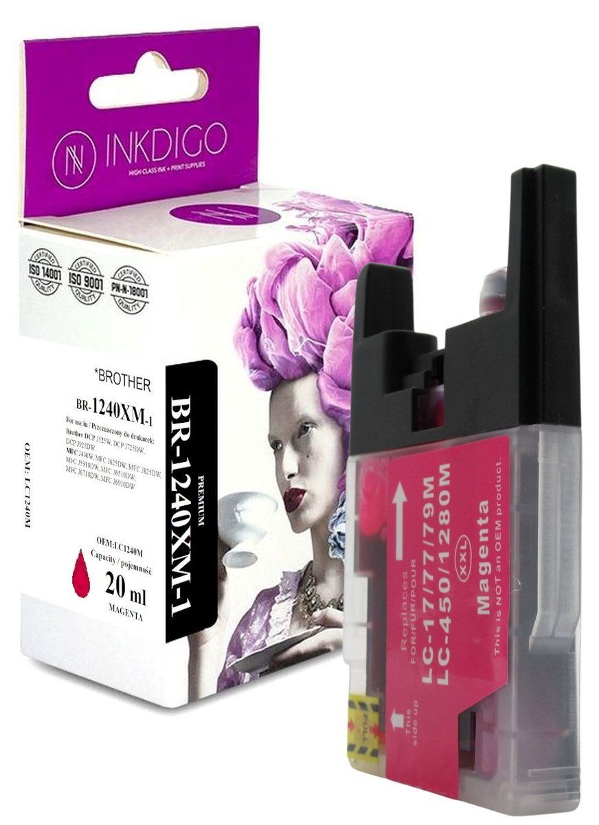 Tusz do Brother DCP-J 525 DCP-J 925 MFC-J 825 MAGENTA zgodny z LC1240M