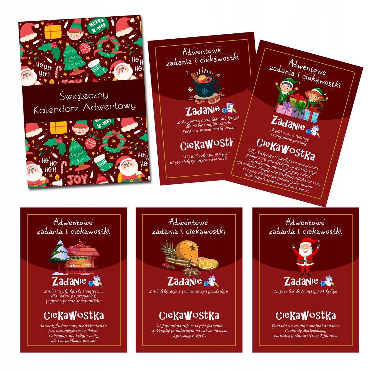Kalendarz Adwentowy Zadania i Ciekawostki 34 karty