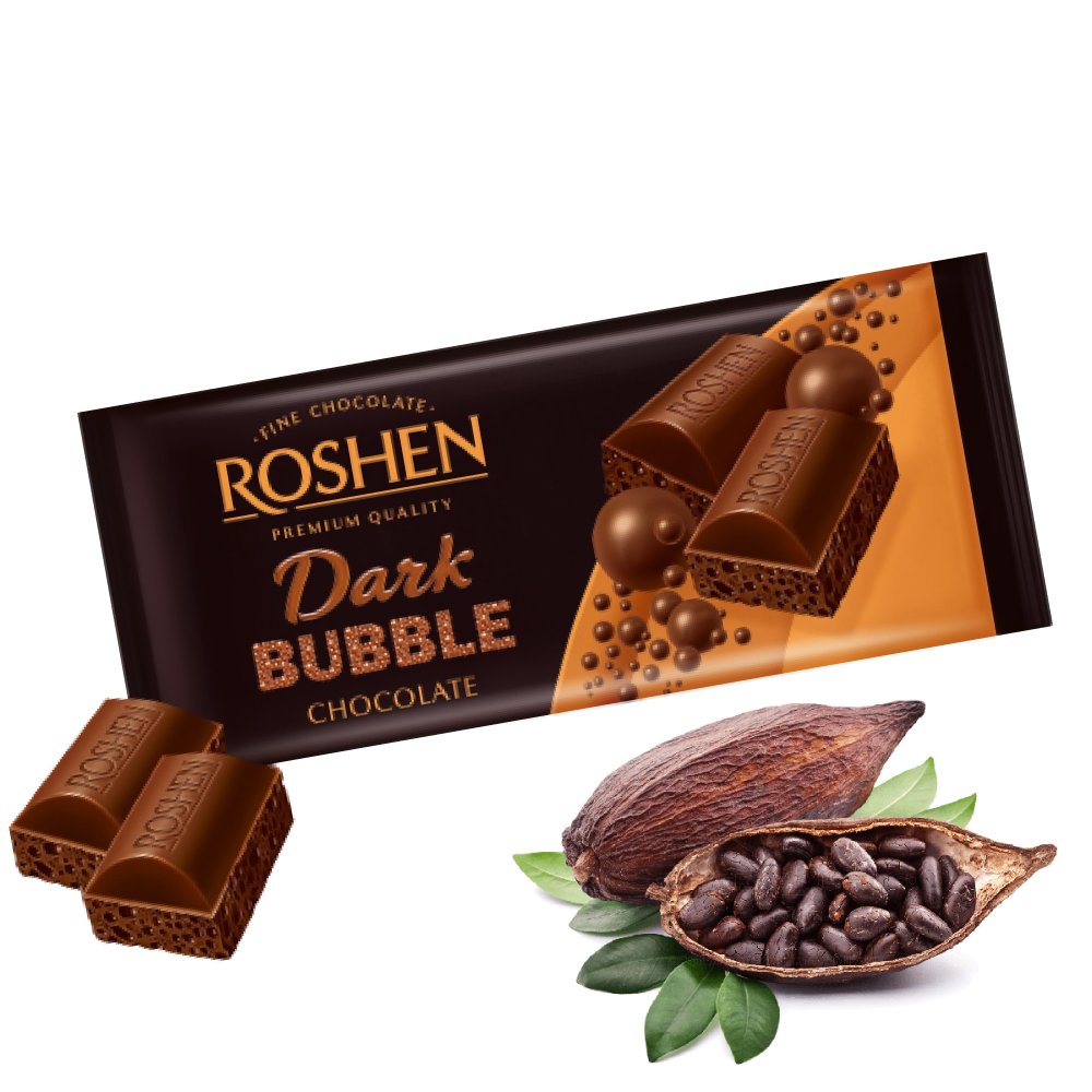Czekolada gorzka z bąbelkami Roshen, 80g