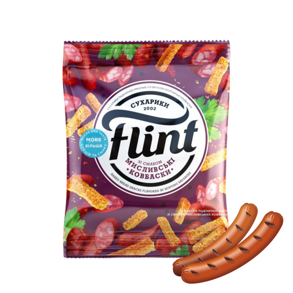 Grzanki o smaku kiełbasy myśliwskiej Flint, 70 g
