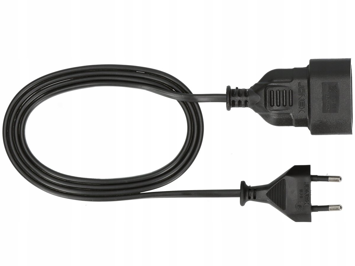 Przedłużacz pojedynczy płaski 2m czarny