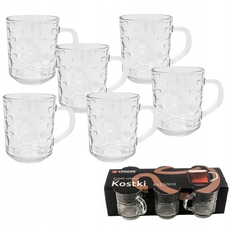 Szklanka KOSTKI 250ml 6szt. tłoczone Tragar