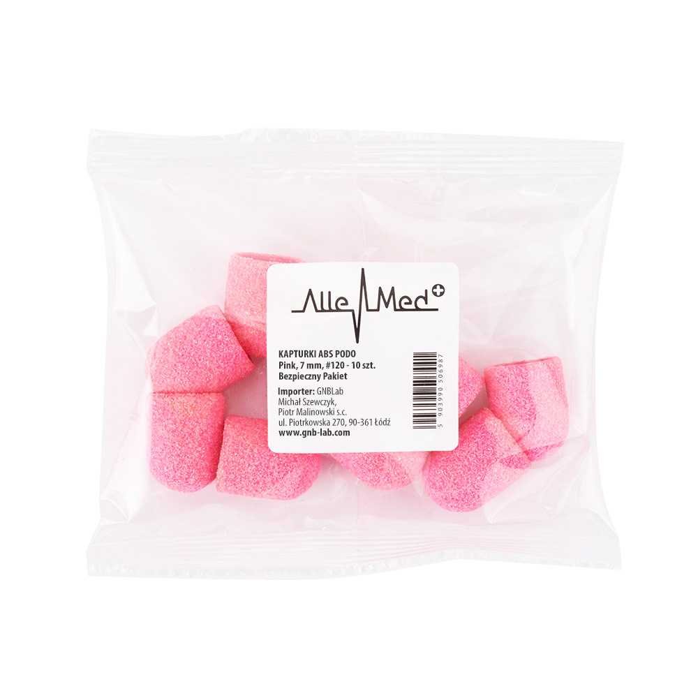 Allemed Kapturki do pedicure 7 mm gradacja 120 10 szt ABS Podo AlleMed Różowy Pink