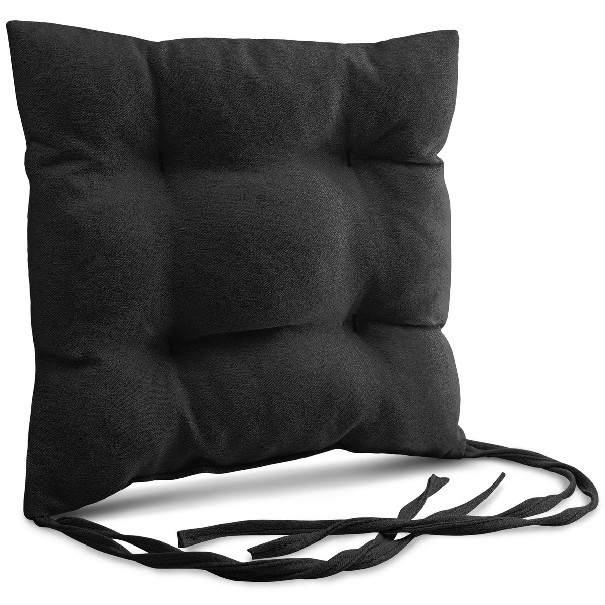 Poduszka ogrodowa na krzesło 40x40 cm w kolorze czarnym ze sznureczkami do przywiązania