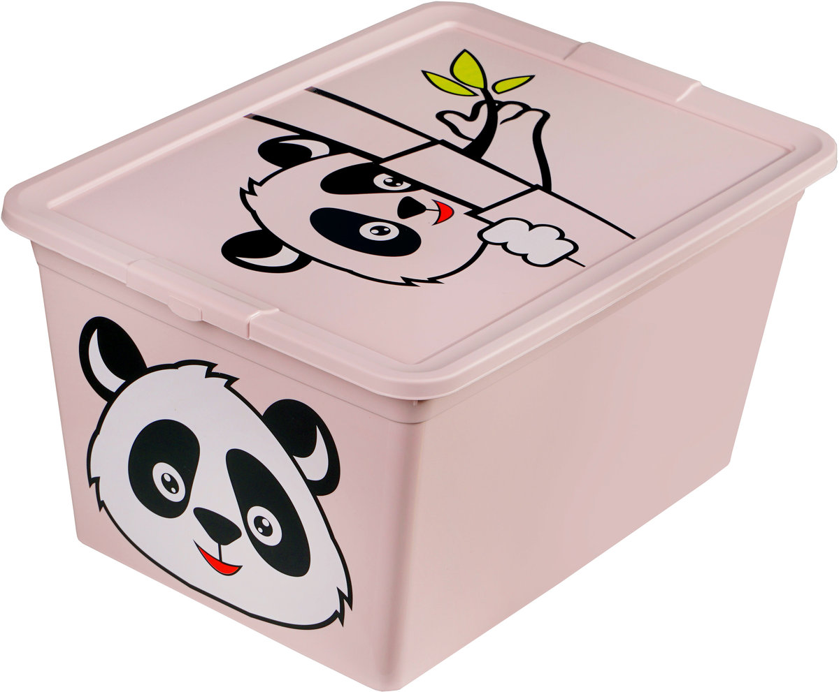 BRANQ - Pojemnik na zabawki - Animal - Panda - różowy - 30 L