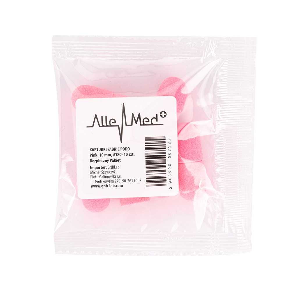 Allemed Kapturki do pedicure 10 mm gradacja 180 10 szt Fabric Podo AlleMed Różowy Pink