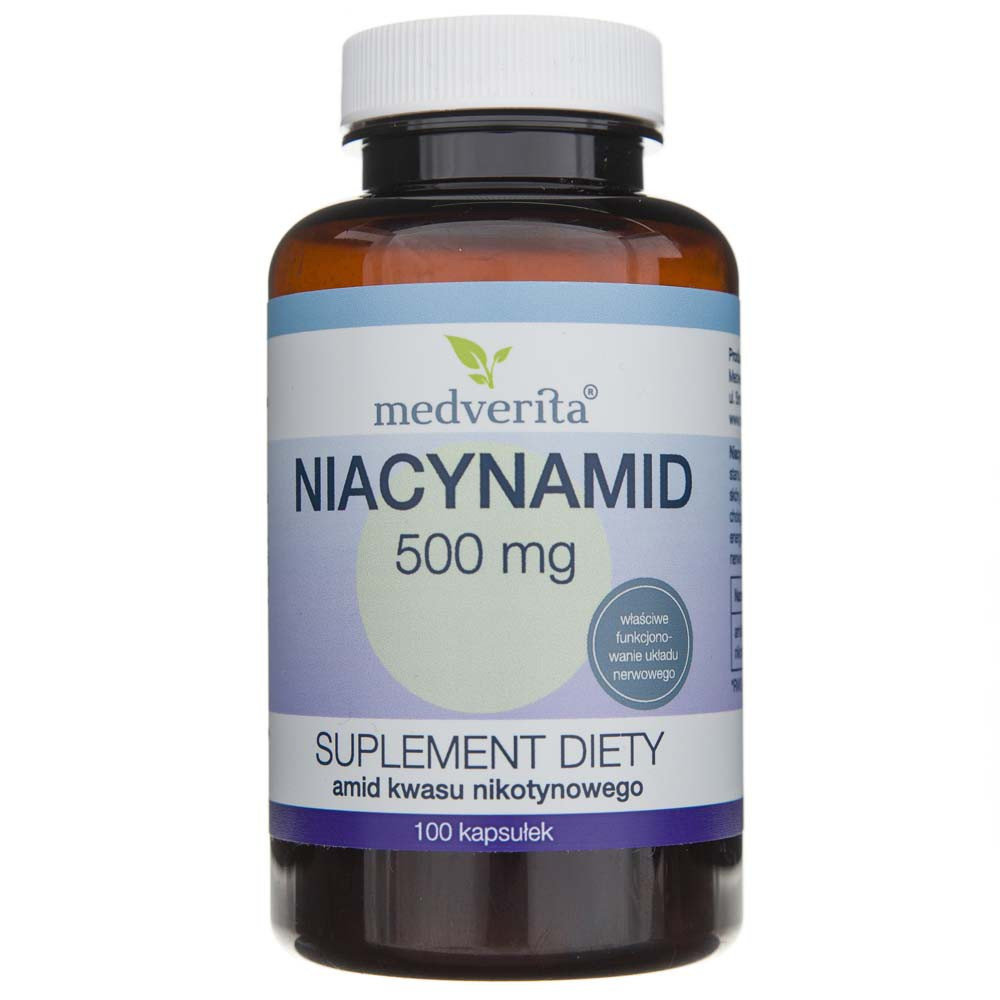 Medverita, Niacynamid (amid kwasu nikotynowego) 500 mg, 100 kaps.