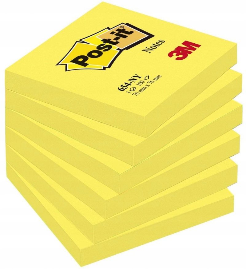 POST-IT-3M Bloczek samoprzylepny POST-IT 654N) 76x76 mm 1x100 kart jaskrawy żółty