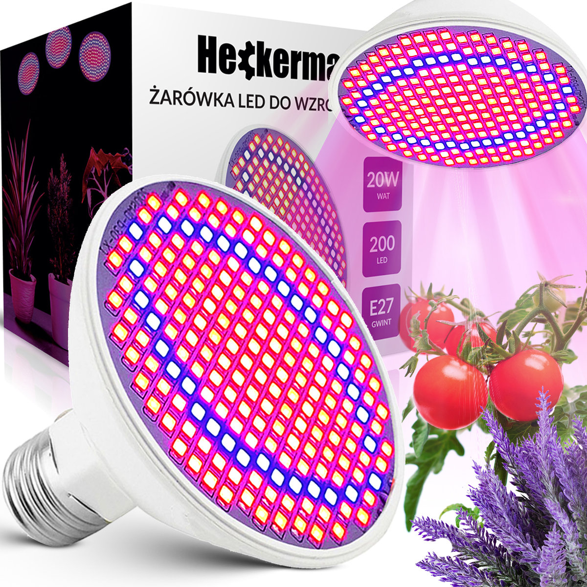 Żarówka LED plant Heckermann 200LED 18WLED - 20W