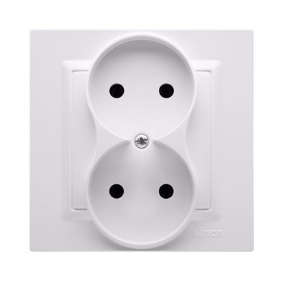 Kontakt Simon Kontakt_Simon Gniazdo wtyczkowe bez uziemienia podwójne. monoblok. 16A. 250V. zaciski śrubowe biały Kompletne - nie do ramek CG2/11